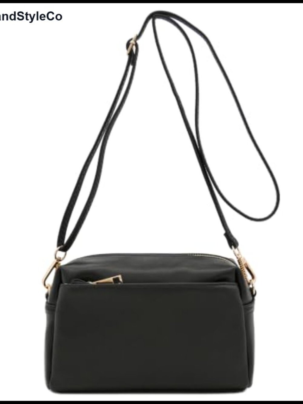 Faux Leather Triple Zip Small Crossbody Bag Adjustable Strap